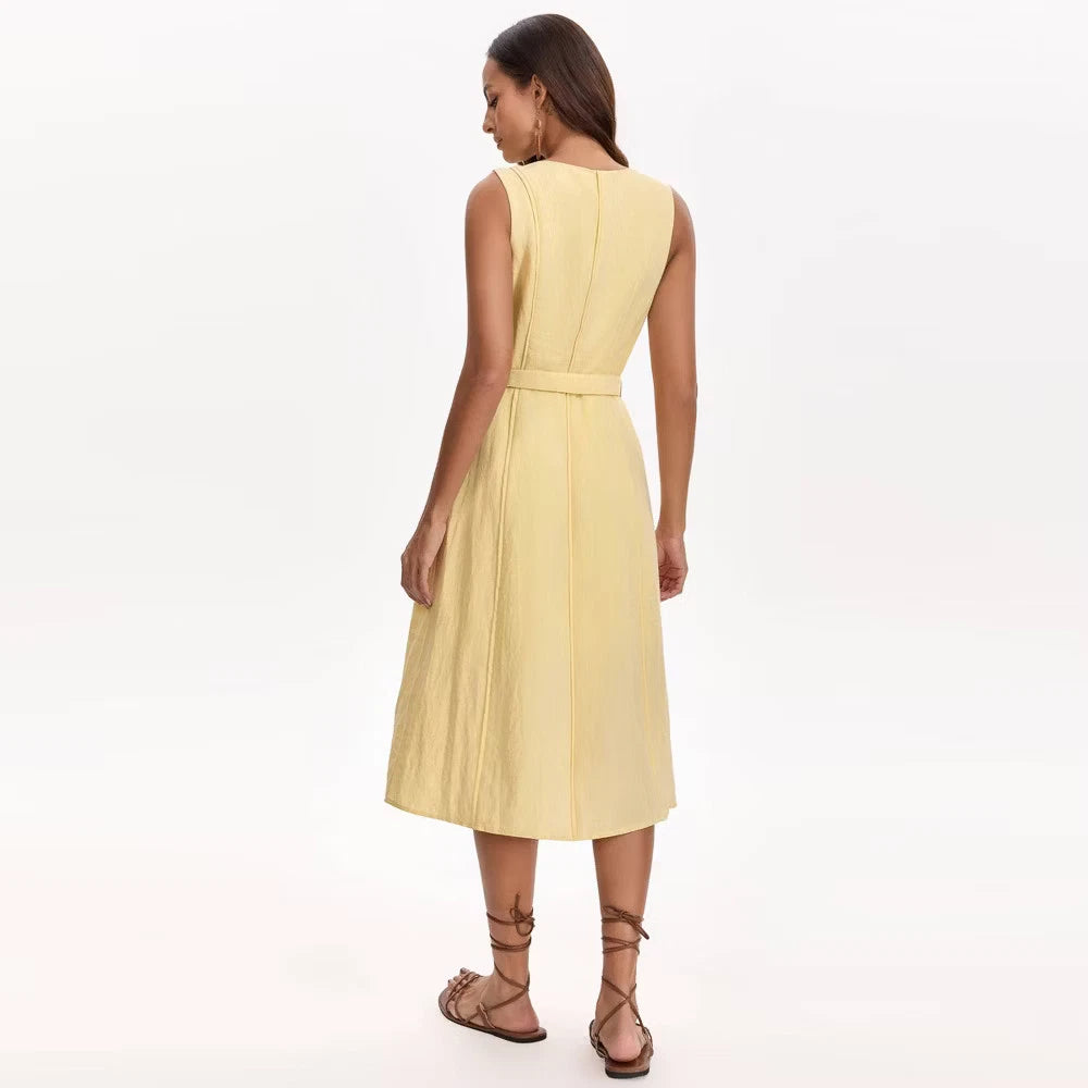 Women Belted Midi Dress